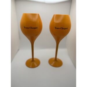 Veuve Clicquot 2 Orange Plastic Champagne Goblet Tulip Wine Travel Pool Fluted